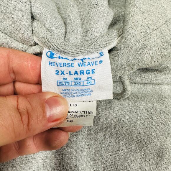Champion Reverse Weave Hoodie Mens 2XL Gray Pullover Vintage Blank 90s Heavy - Picture 10 of 13